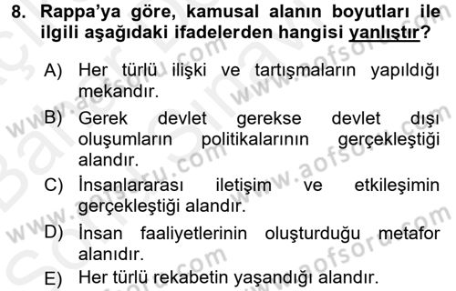 Din Sosyolojisi Dersi 2017 - 2018 Yılı (Final) Dönem Sonu Sınav Soruları 8. Soru
