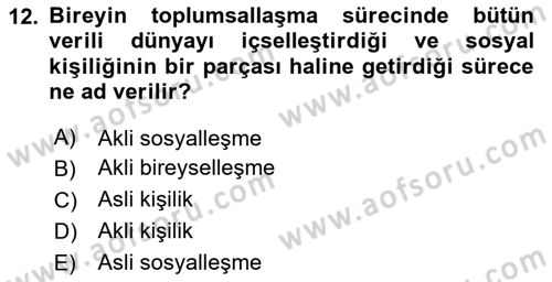 Din Sosyolojisi Dersi 2018 - 2019 Yılı 3 Ders Sınavı 12. Soru