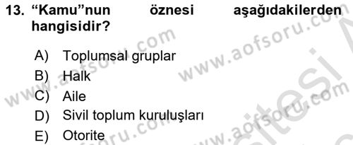 Din Sosyolojisi Dersi 2018 - 2019 Yılı 3 Ders Sınavı 13. Soru