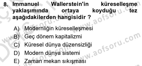 Din Sosyolojisi Dersi 2018 - 2019 Yılı 3 Ders Sınavı 8. Soru