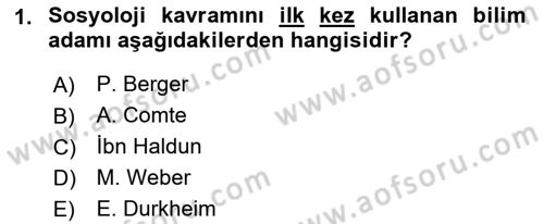 Din Sosyolojisi Dersi 2018 - 2019 Yılı (Vize) Ara Sınav Soruları 1. Soru
