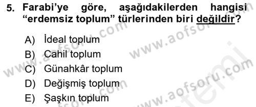 Din Sosyolojisi Dersi 2018 - 2019 Yılı (Vize) Ara Sınav Soruları 5. Soru