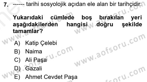 Din Sosyolojisi Dersi 2018 - 2019 Yılı (Vize) Ara Sınav Soruları 7. Soru