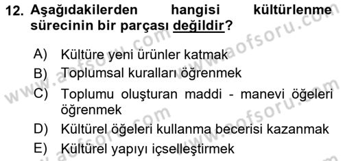 Din Sosyolojisi Dersi 2018 - 2019 Yılı (Final) Dönem Sonu Sınav Soruları 12. Soru