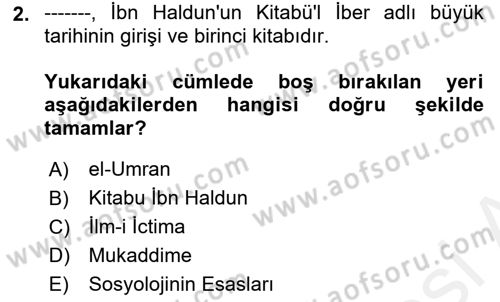 Din Sosyolojisi Dersi 2018 - 2019 Yılı (Final) Dönem Sonu Sınav Soruları 2. Soru