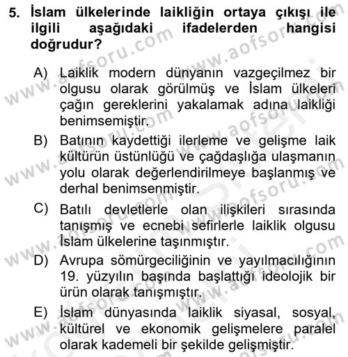 Din Sosyolojisi Dersi 2018 - 2019 Yılı (Final) Dönem Sonu Sınav Soruları 5. Soru