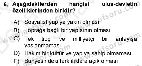 Din Sosyolojisi Dersi 2018 - 2019 Yılı (Final) Dönem Sonu Sınav Soruları 6. Soru