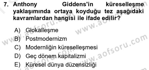 Din Sosyolojisi Dersi 2018 - 2019 Yılı (Final) Dönem Sonu Sınav Soruları 7. Soru