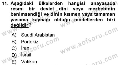 Din Sosyolojisi Dersi 2018 - 2019 Yılı Yaz Okulu Sınav Soruları 11. Soru