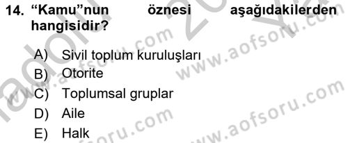 Din Sosyolojisi Dersi 2018 - 2019 Yılı Yaz Okulu Sınav Soruları 14. Soru