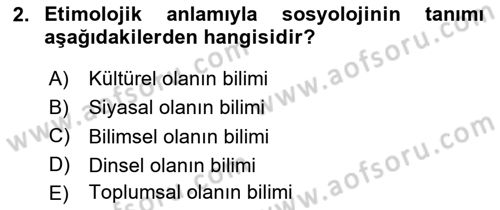 Din Sosyolojisi Dersi 2018 - 2019 Yılı Yaz Okulu Sınav Soruları 2. Soru