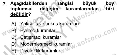 Din Sosyolojisi Dersi 2018 - 2019 Yılı Yaz Okulu Sınav Soruları 7. Soru