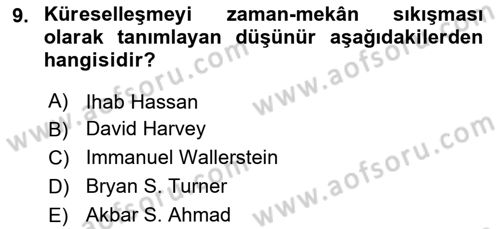 Din Sosyolojisi Dersi 2018 - 2019 Yılı Yaz Okulu Sınav Soruları 9. Soru