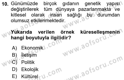 Din Sosyolojisi Dersi 2020 - 2021 Yılı Yaz Okulu Sınav Soruları 10. Soru