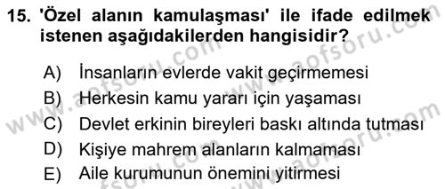 Din Sosyolojisi Dersi 2020 - 2021 Yılı Yaz Okulu Sınav Soruları 15. Soru