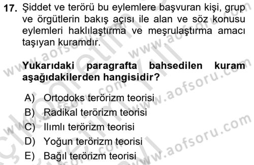 Din Sosyolojisi Dersi 2020 - 2021 Yılı Yaz Okulu Sınav Soruları 17. Soru