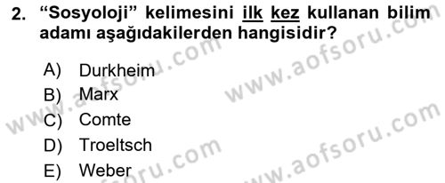 Din Sosyolojisi Dersi 2020 - 2021 Yılı Yaz Okulu Sınav Soruları 2. Soru