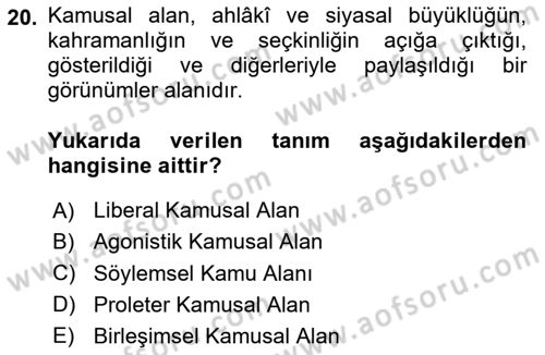 Din Sosyolojisi Dersi 2020 - 2021 Yılı Yaz Okulu Sınav Soruları 20. Soru