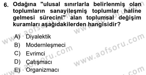 Din Sosyolojisi Dersi 2020 - 2021 Yılı Yaz Okulu Sınav Soruları 6. Soru