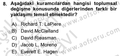 Din Sosyolojisi Dersi 2020 - 2021 Yılı Yaz Okulu Sınav Soruları 8. Soru