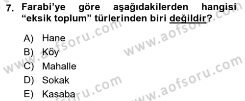 Din Sosyolojisi Dersi 2021 - 2022 Yılı (Vize) Ara Sınavı 7. Soru