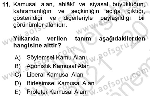 Din Sosyolojisi Dersi 2021 - 2022 Yılı (Final) Dönem Sonu Sınav Soruları 11. Soru