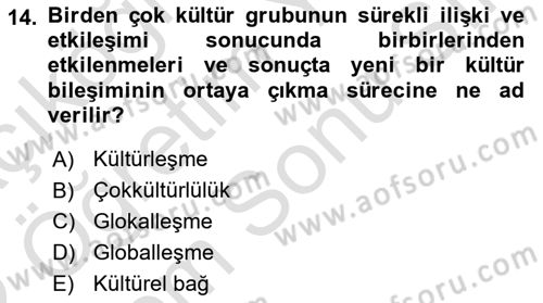 Din Sosyolojisi Dersi 2021 - 2022 Yılı (Final) Dönem Sonu Sınav Soruları 14. Soru