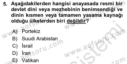 Din Sosyolojisi Dersi 2021 - 2022 Yılı (Final) Dönem Sonu Sınav Soruları 5. Soru