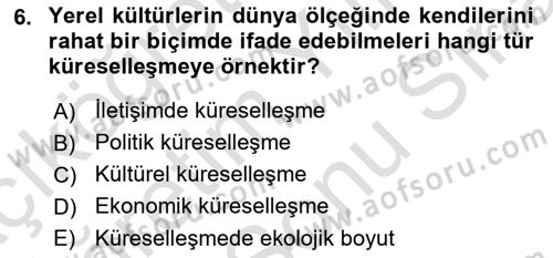 Din Sosyolojisi Dersi 2021 - 2022 Yılı (Final) Dönem Sonu Sınav Soruları 6. Soru
