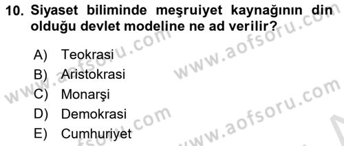Din Sosyolojisi Dersi 2021 - 2022 Yılı Yaz Okulu Sınav Soruları 10. Soru
