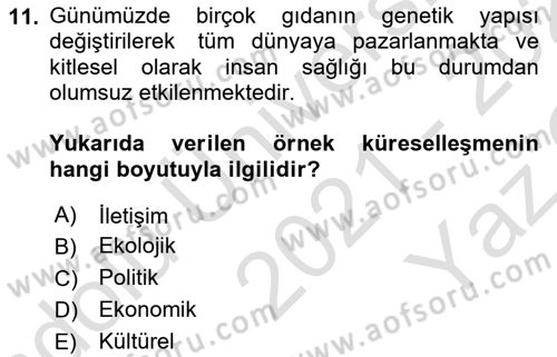 Din Sosyolojisi Dersi 2021 - 2022 Yılı Yaz Okulu Sınav Soruları 11. Soru