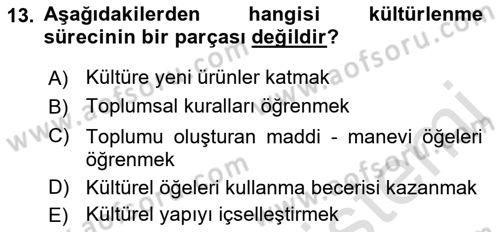 Din Sosyolojisi Dersi 2021 - 2022 Yılı Yaz Okulu Sınav Soruları 13. Soru