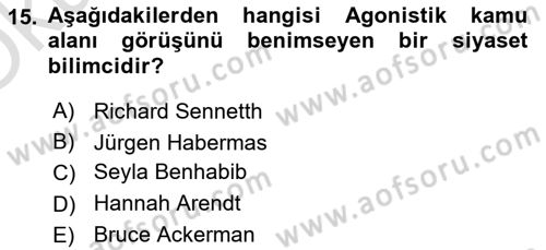 Din Sosyolojisi Dersi 2021 - 2022 Yılı Yaz Okulu Sınav Soruları 15. Soru