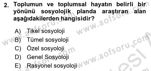 Din Sosyolojisi Dersi 2021 - 2022 Yılı Yaz Okulu Sınav Soruları 2. Soru