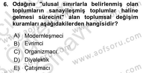 Din Sosyolojisi Dersi 2022 - 2023 Yılı Yaz Okulu Sınav Soruları 6. Soru