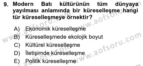 Din Sosyolojisi Dersi 2022 - 2023 Yılı Yaz Okulu Sınav Soruları 9. Soru