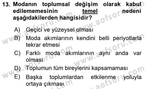 Din Sosyolojisi Dersi 2023 - 2024 Yılı (Vize) Ara Sınav Soruları 13. Soru