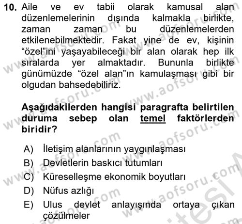 Din Sosyolojisi Dersi 2023 - 2024 Yılı (Final) Dönem Sonu Sınav Soruları 10. Soru