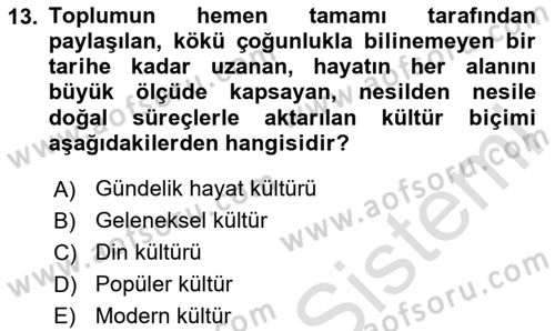 Din Sosyolojisi Dersi 2023 - 2024 Yılı (Final) Dönem Sonu Sınav Soruları 13. Soru