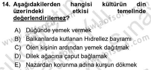 Din Sosyolojisi Dersi 2023 - 2024 Yılı (Final) Dönem Sonu Sınav Soruları 14. Soru