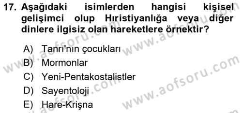 Din Sosyolojisi Dersi 2023 - 2024 Yılı (Final) Dönem Sonu Sınav Soruları 17. Soru