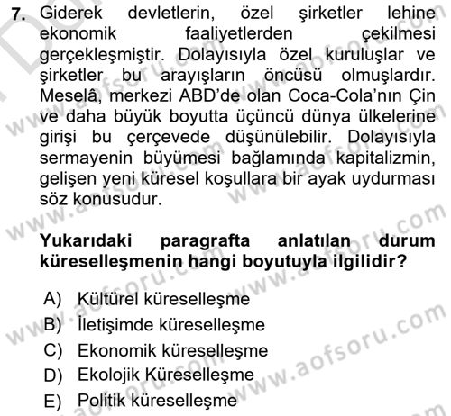 Din Sosyolojisi Dersi 2023 - 2024 Yılı (Final) Dönem Sonu Sınav Soruları 7. Soru