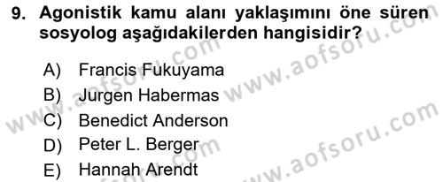Din Sosyolojisi Dersi 2023 - 2024 Yılı (Final) Dönem Sonu Sınav Soruları 9. Soru
