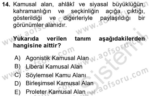 Din Sosyolojisi Dersi 2023 - 2024 Yılı Yaz Okulu Sınav Soruları 14. Soru