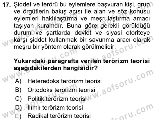 Din Sosyolojisi Dersi 2023 - 2024 Yılı Yaz Okulu Sınav Soruları 17. Soru