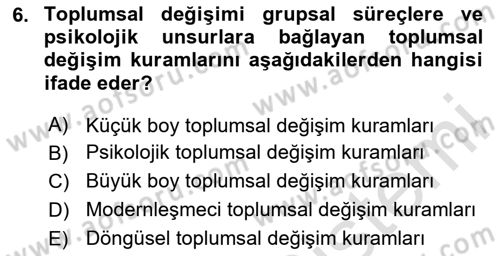 Din Sosyolojisi Dersi 2023 - 2024 Yılı Yaz Okulu Sınav Soruları 6. Soru
