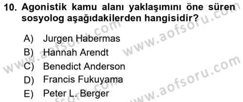 Din Sosyolojisi Dersi 2024 - 2025 Yılı (Final) Dönem Sonu Sınav Soruları 10. Soru