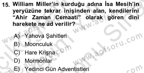 Din Sosyolojisi Dersi 2024 - 2025 Yılı (Final) Dönem Sonu Sınav Soruları 15. Soru
