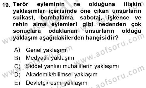 Din Sosyolojisi Dersi 2024 - 2025 Yılı (Final) Dönem Sonu Sınav Soruları 19. Soru
