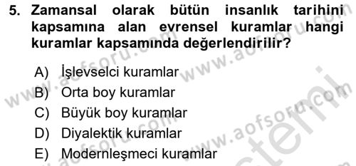 Din Sosyolojisi Dersi 2024 - 2025 Yılı (Final) Dönem Sonu Sınav Soruları 5. Soru